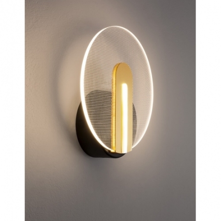 Stylowy Kinkiet okrągły nowoczesny Tengio LED czarny/złoty do sypialni i salonu