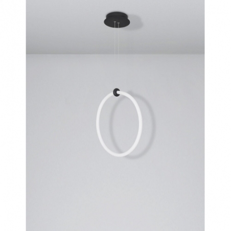 Stylowa Lampa wisząca okrągła nowoczesna Ranido 38 LED czarny piaskowy do salonu i kuchni
