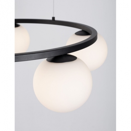 Lampa wisząca okrągła szklane kule Pauline 50 LED czarny piaskowy/biały nad stół