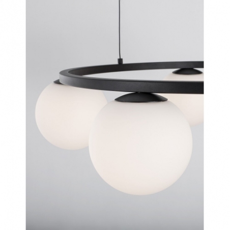 Pauline 50 LED black sand&amp;white glass balls round pendant lamp