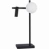 Pauline LED black sand&amp;white glass ball table lamp with reading lamp