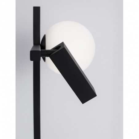 Stylowa Lampa stołowa szklana kula z reflektorkiem Pauline LED czarny piaskowy/biały do salonu i sypialni