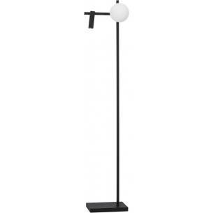 Pauline LED black sand&amp;white glass ball floor lamp with reading lamp