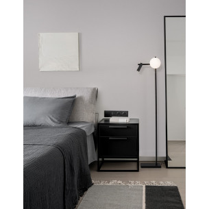 Stylowa Lampa podłogowa szklana kula z lampką do czytania Pauline LED czarny piaskowy/biały do salonu i sypialni 2