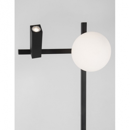 Pauline LED black sand&amp;white glass ball floor lamp with reading lamp