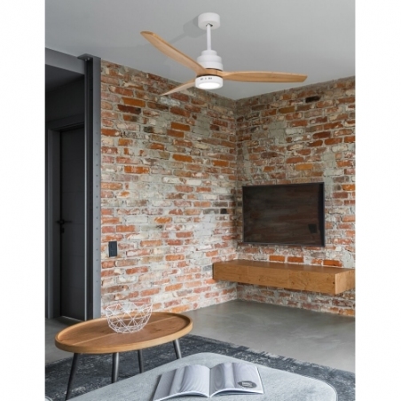 Stylowa Lampa sufitowa/wiatrak skandynawski Bind 132 LED biały mat/dąb do salonu i kuchni