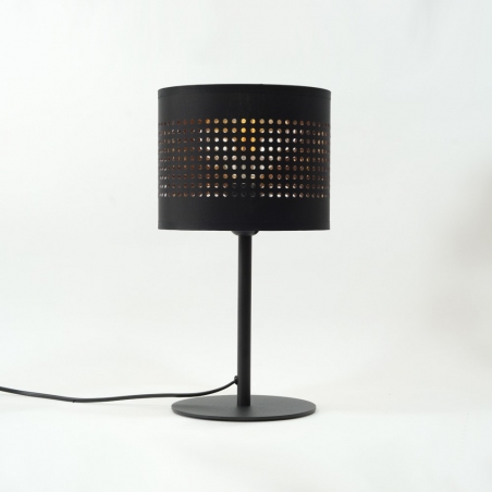 Stylowa Lampa stołowa z abażurem Tago czarno-złota Tk Lighting do salonu i sypialni