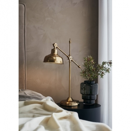 Stylowa Lampa stołowa regulowana Grimstad mosiężna Markslojd do salonu i sypialni