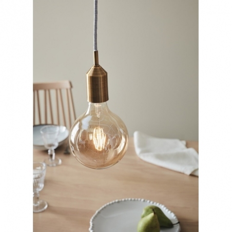 Stylowa Lampa wisząca "żarówka" na kablu Bronx mosiężno-brązowa Markslojd do salonu i kuchni