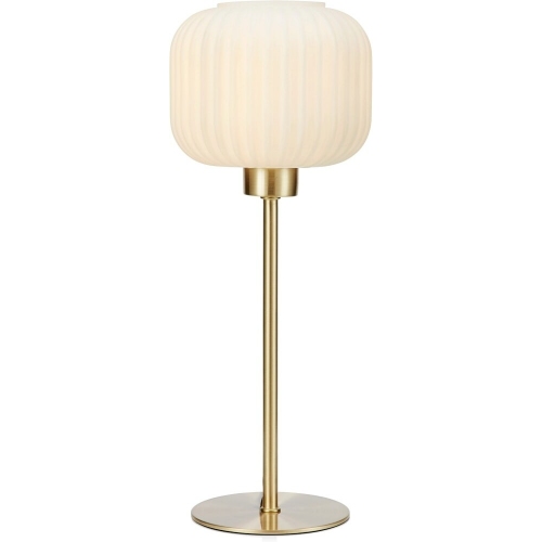 Stylowa Lampa stołowa szklana Sober 15 biało-mosiężna Markslojd do salonu i sypialni
