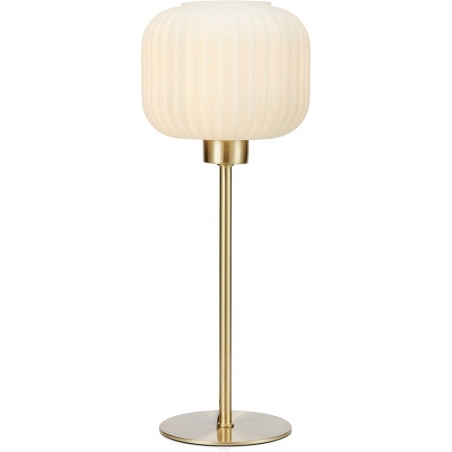 Stylowa Lampa stołowa szklana Sober 15 biało-mosiężna Markslojd do salonu i sypialni