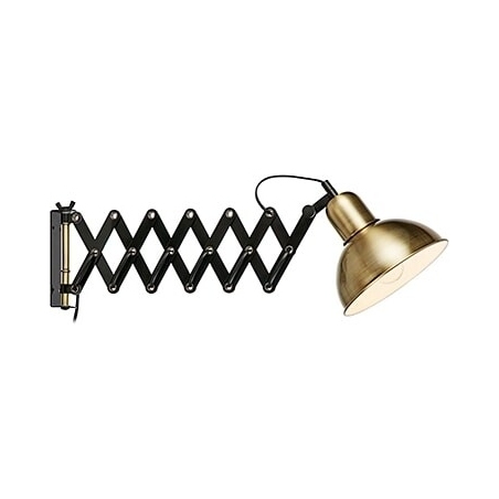 Riggs brass&black industrial wall lamp with adjustable arm