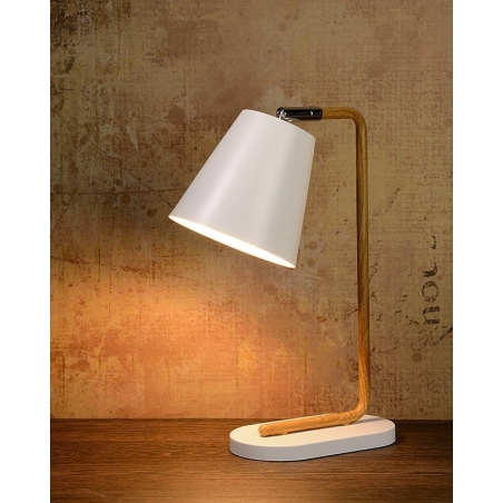Stylowa Lampa biurkowa drewniana Cona 14 Biała Lucide na biurko od BlowUpDesign.pl