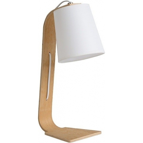 Stylowa Lampa biurkowa drewniana z abażurem Nordic 15 Biała Lucide na biurko od BlowUpDesign.pl