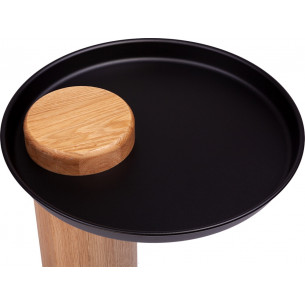 Stylowy Stolik boczny drewniany z tacą Tyk 43 dębowo-czarny Nordifra do salonu i sypialni 2