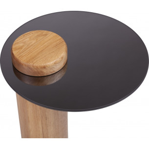 Stylowy Stolik boczny szklany Tyk 43 dąb naturalny/lustro tytanowe Nordifra do salonu 2