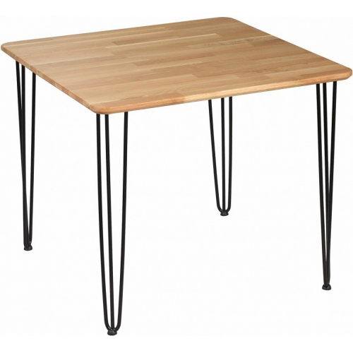 Iron Oak 88x88 oak&black square wooden table Moon Wood