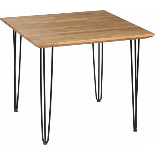 Industrialny Stół drewniany kwadratowy Iron Oak 88x88 dębowo-czarny Moon Wood do salonu
