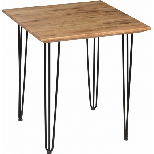 Industrialny Stół drewniany kwadratowy Iron Oak Rustik 70x70 dębowo-czarny Moon Wood do salonu