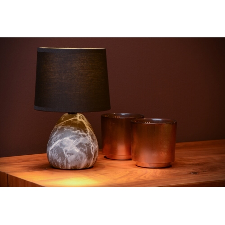 Stylowa Lampa stołowa ceramiczna z abażurem Marmo czarna Lucide do salonu