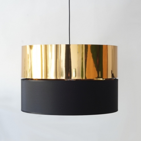 Klasyczna Lampa wisząca z abażurem Hilton 50 złoty z czarnym TK Lighting do salonu i sypialni.