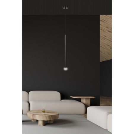 Elegancka Lampa minimalistyczna wisząca tuba Selter 8 czarna Emibig nad wyspę kuchenną