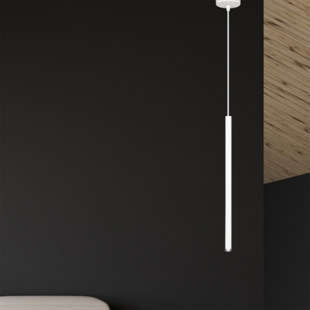 Elegancka Lampa minimalistyczna wisząca tuba Selter 8 biała Emibig nad wyspę kuchenną