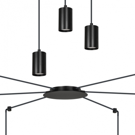 Stylowa Lampa wisząca "pająk" regulowana Traker VI czarna Emibig do salonu, kuchni i sypialni