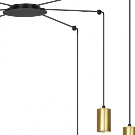 Stylowa Lampa wisząca "pająk" glamour Traker VI czarno-złota Emibig do salonu, kuchni i sypialni