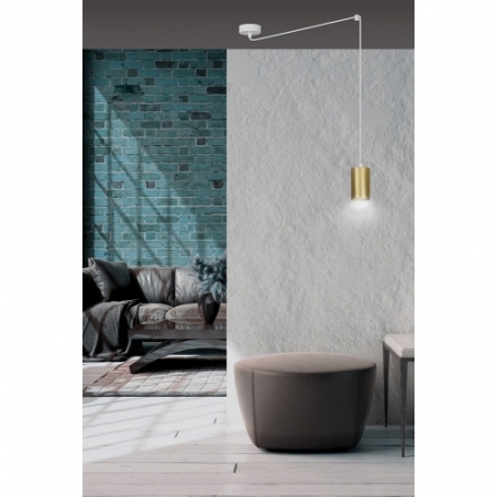 Stylowa Lampa wisząca "pająk" glamour Traker biało-złota Emibig do salonu, kuchni i sypialni
