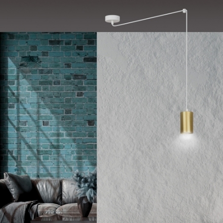 Stylowa Lampa wisząca "pająk" glamour Traker biało-złota Emibig do salonu, kuchni i sypialni