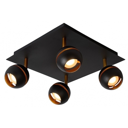 Binari IV Led black ceiling spotlight with 4 lights Lucide