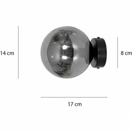 Rossi 15 black&amp;graphite glass ball wall lamp Emibig