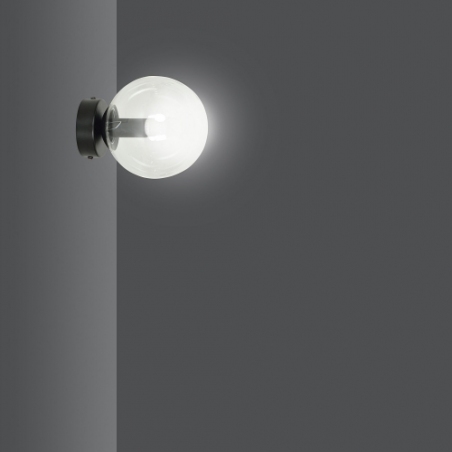 Rossi 15 black&amp;clear glass ball wall lamp Emibig