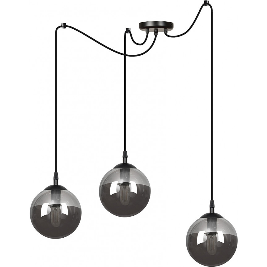 Gigi III black&amp;graphite glass balls triple pendant lamp Emibig