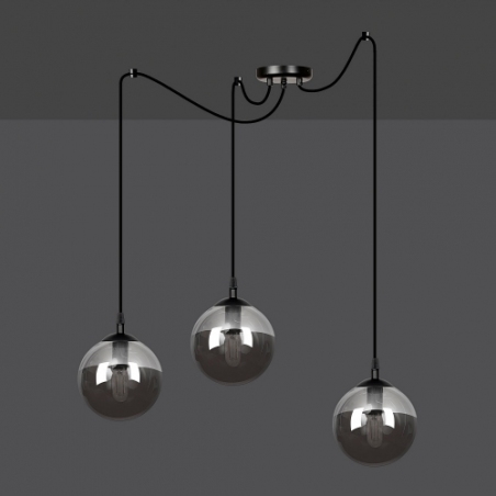 Gigi III black&amp;graphite glass balls triple pendant lamp Emibig