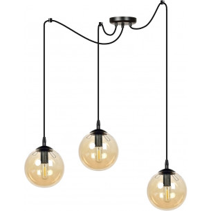 Gigi III black&amp;honey glass balls triple pendant lamp Emibig