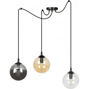 Gigi III black&amp;multicolour glass balls triple pendant lamp Emibig