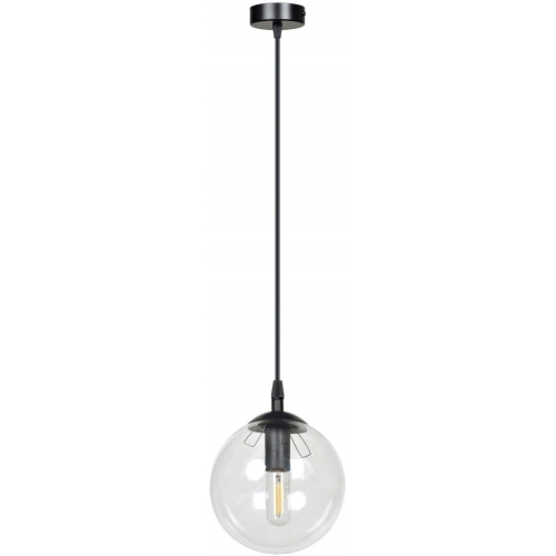 Stylowa Lampa wisząca szklana kula Cosmo 12 czarno-przezroczysta Emibig salonu i kuchni