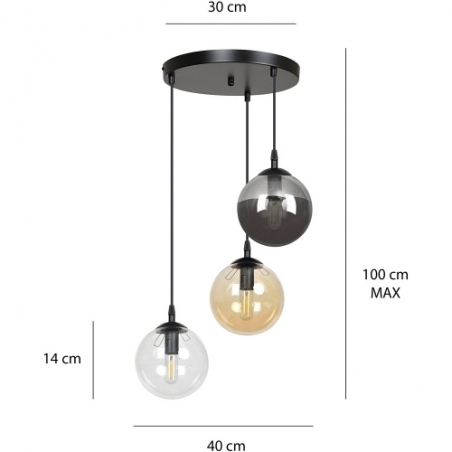 Cosmo III premium black&amp;multicolour glass balls pendant lamp Emibig