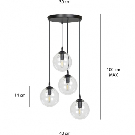 Cosmo IV premium black&amp;transparent glass balls pendant lamp Emibig