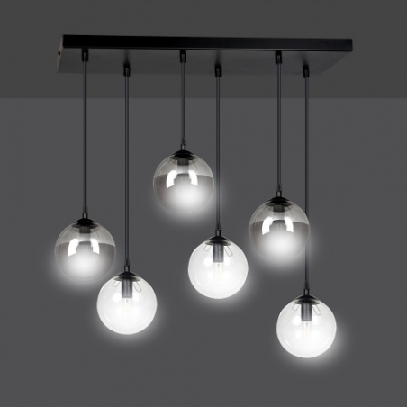 Cosmo VI graphite&amp;transparent glass balls pendant lamp Emibig