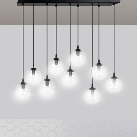 Cosmo IX black&amp;transparent glass balls pendant lamp Emibig