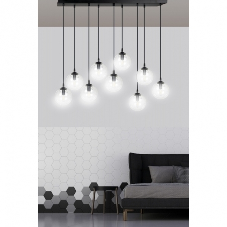 Cosmo IX black&amp;transparent glass balls pendant lamp Emibig
