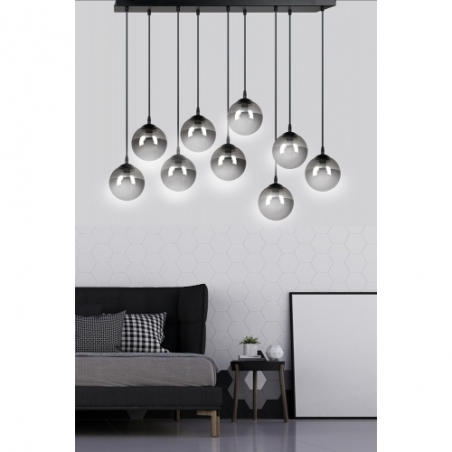 Cosmo IX black&amp;graphite glass balls pendant lamp Emibig