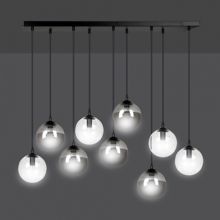 Cosmo IX graphite&amp;transparent glass balls pendant lamp Emibig