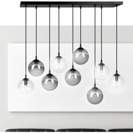 Cosmo IX graphite&amp;transparent glass balls pendant lamp Emibig