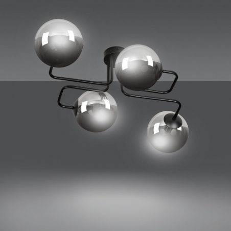 Brendi IV black&amp;graphite glass balls semi flush ceiling light Emibig