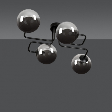 Stylowa Lampa sufitowa szklane kule Brendi IV czarno-grafitowa Emibig do salonu i jadalni