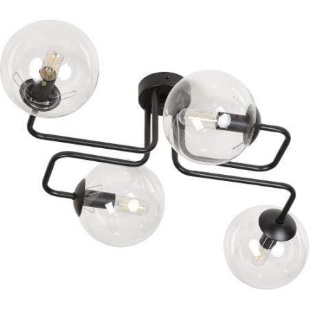 Brendi IV black&amp;transparent glass balls semi flush ceiling light Emibig